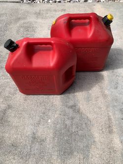Red Plastic Gasoline Cans – Set of 2