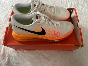 Nike Flyknit Max White Orange Size 12