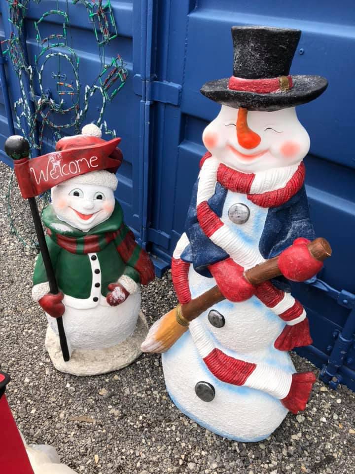 2 large christmas snowman statues