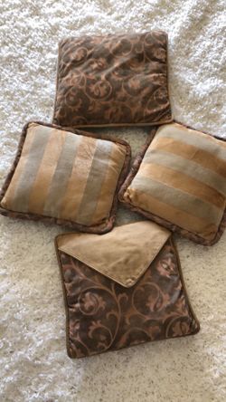 Six custom pillows velvet Brown Gold Sage