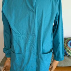 Vtg Women's Teal Scrub Jacket Cherokee Brand Size Small