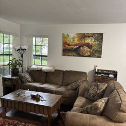 Ashley Sofa And Love Seat + 3 Table