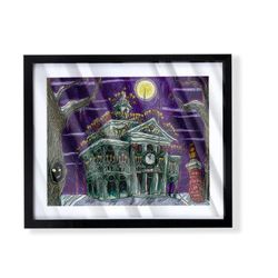 Art Piece of disneyland's Haunted Mansion halloween Christmas art on fram