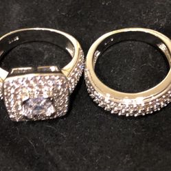 Princess Cut 2.65 CZ Halo Wedding Engagement Ring Set Women’s