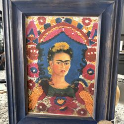 Custom wooden framed  Frida Kahlo art