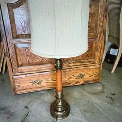 Vintage Wood Brass Lamp Light Works