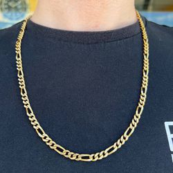 18k solid yellow gold Figaro chain necklace 48g 25 inches