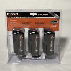 NEW RIDGID 18V 2.0 Ah MAX Output Lithium-Ion Battery (3-Pack)