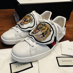 Gucci Ace Tiger Patch Sneakers Size 10 Us/9 Gucci Retail $830
