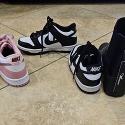 Nike Dunk Lows Pink Velvet And Pandas, Athelfit Black Boots