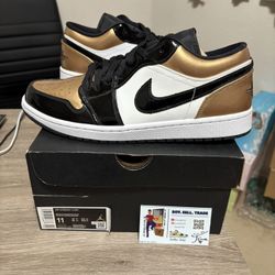 Size 11 - NEW Air Jordan 1 Low Patent Gold Toe Black 2019