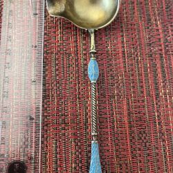 Vtg Norwegian Silversmith David Andersen Sterling Silver, Enamel Ladle