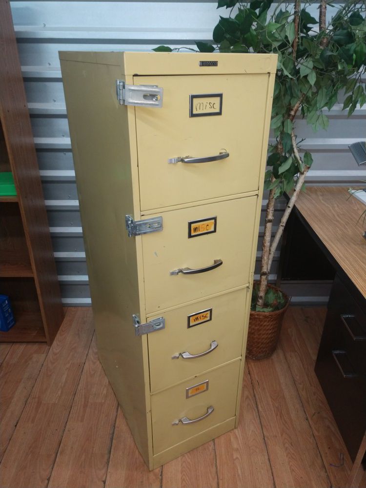 File Cabinet, 4 Drawer Cabinet, Letter Size Cabinet, Yellow Color