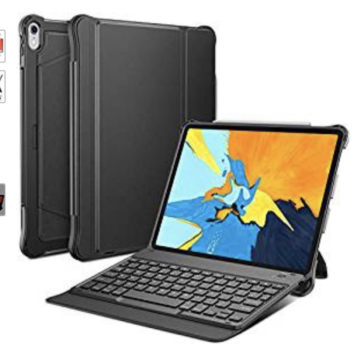 Keyboard Case for New iPad Pro 11 inch 2018 Released, Ultra-Thin Detachable Bluetooth Keyboard Case with Built-in Stand and Pencil Holder, Black