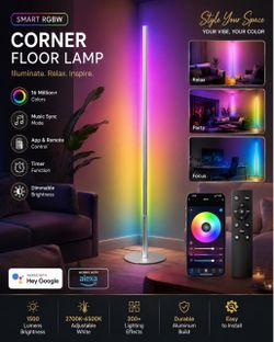 RGB LED Corner Floor Lamp with Remote