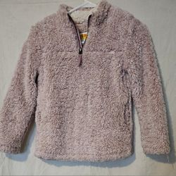 Girls sherpa pullover quarter zip casual fuzzy fleece sweatshirt with pocket