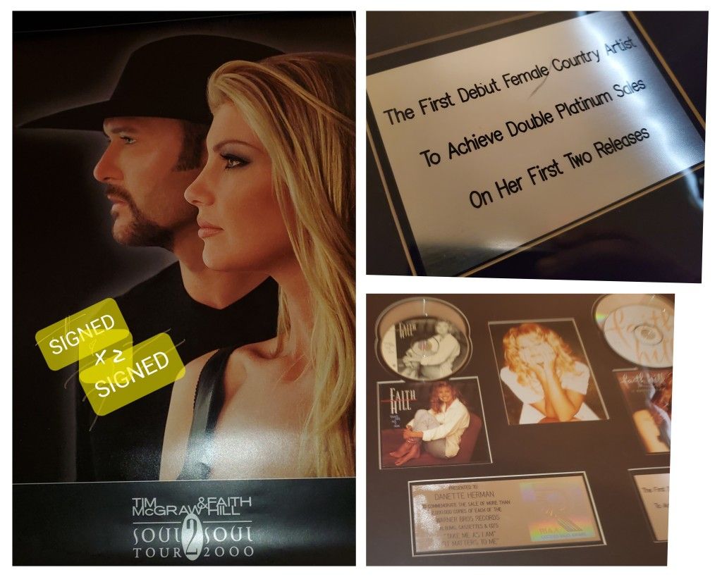 Faith Hill Platinum Album Award + Bonus Tim Mcgraw Double Signed Poster Set RARE