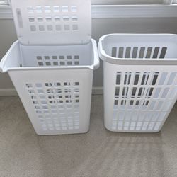 White Laundry Baskets Matching Set
