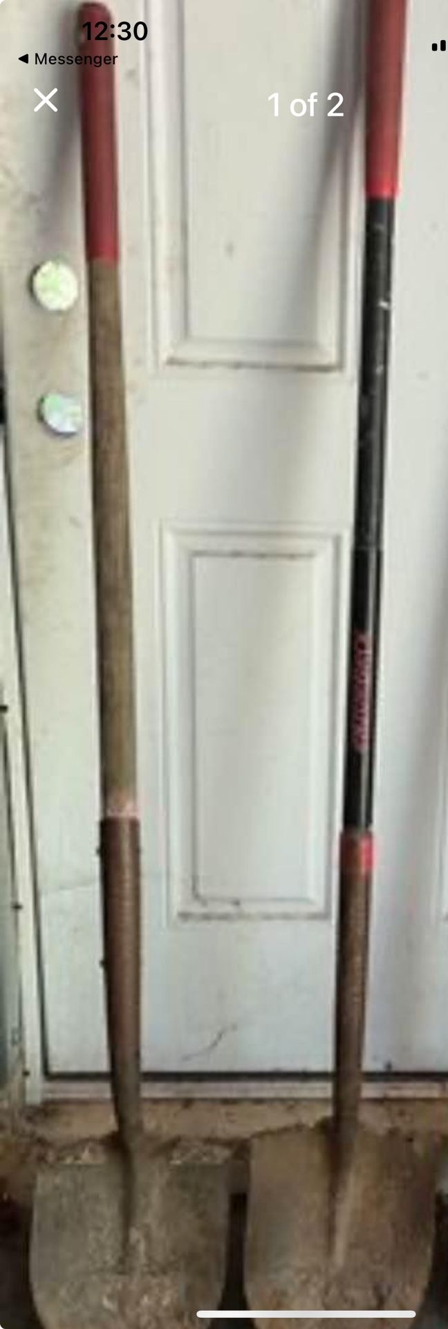 TWO HEAVY DUTY METAL DIGGING SHOVELS