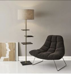 ADESSO GR2004-10 BARTLETT DARK GREY CHARCOAL SOFT TEXTURE FABRIC CHAIR