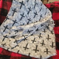 BIG SCARF,SHAWL OR TABLE COVER WITH CROSSES ON IT 