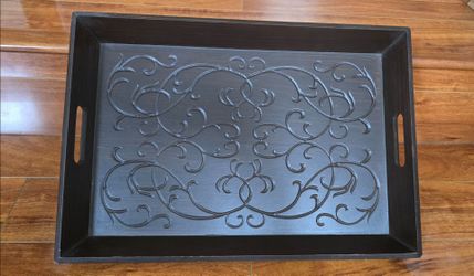 18.75" x 12.5" x 2.25" Swirl Wood Serving Tray