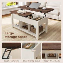 Coffee Table Lift Top Storage Open Shelf Hidden Compartments