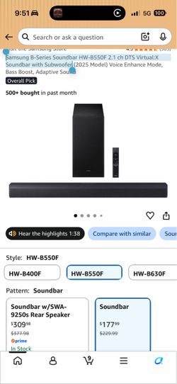 Samsung B-Series Soundbar HW-B550F