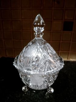 Vintage Crystal Footed Dish With Lid