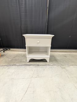Classic White Bedside Table with Drawer and Open Shelf
