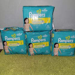 4 Pack 22 Diapers #4 Pampers Swaddlers Baby Active