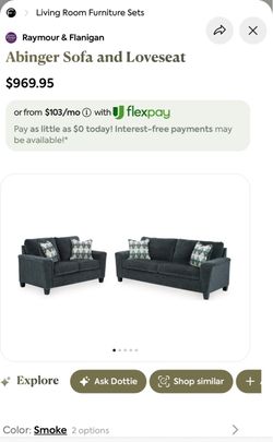 Ashley Abinger Smoke Gray Sofa & Loveseat – Like New
