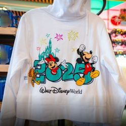 Disney Parks Disneyland 2025 White Zip Up Hoodie 