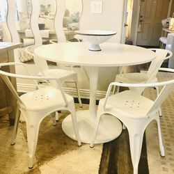Ikea Docksta Table Like New And Modern Metal Chairs(6)