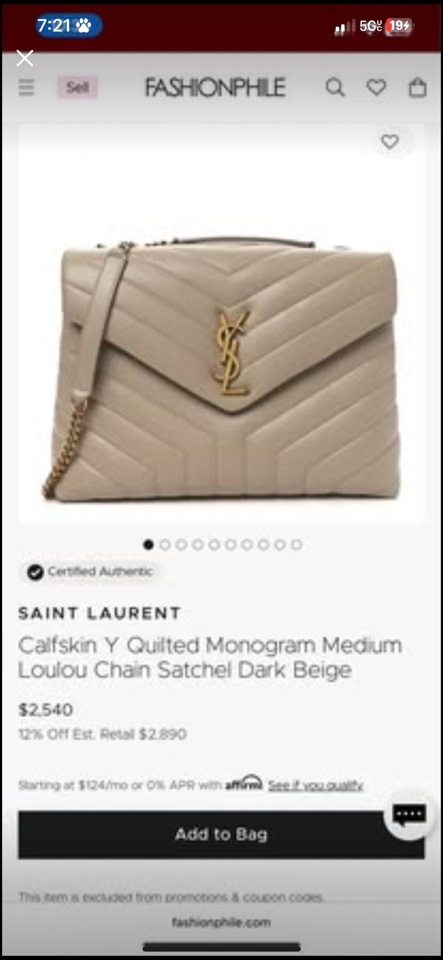 Saint laurent loulou satchel purse