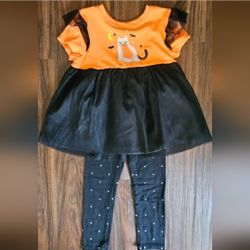 Orange and Black Cat Kids Halloween Outfit Size 4t