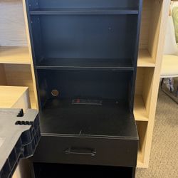 Tall Nightstand with Charging Station and LED Lights, Night Stand with 3 Drawers and Storage Shelves, Bedside Table with Bookshelf, Modern End Side Ta