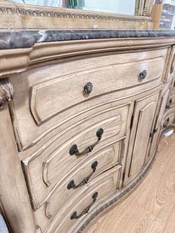 Solid wood and marble top
