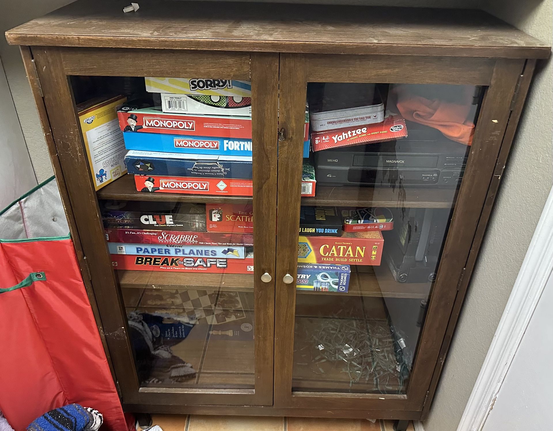 Wood Cabinet With Glass Doors
