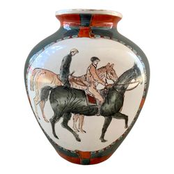 Ceramic vase. Early 20th Century WBI Chinese Handpainted Equestrian
