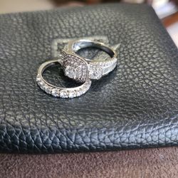 14K DIAMOND WEDDING RING AND BAND (From Kay Jewelry) Size 6.75 