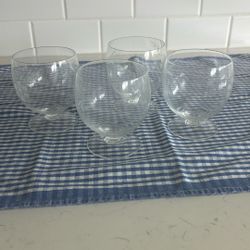 Set of Four Clear Glass Crystal Etched Dessert Dishes