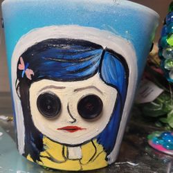 Large Hand Painted Coraline Acrylic Pot