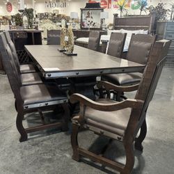 HACIENDA 9 PIECE DINING ROOM SET/ Includes: Dining table. 6 side chairs, 2 arm chairs.