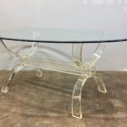 Hollywood Regency Lucite and Glass Dining Table