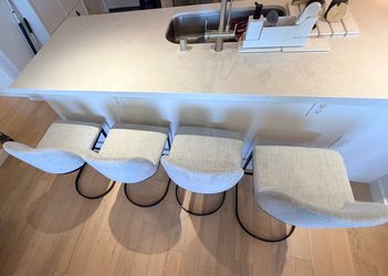Set of 4 Barstools - Armless Upholstered Countertop Height