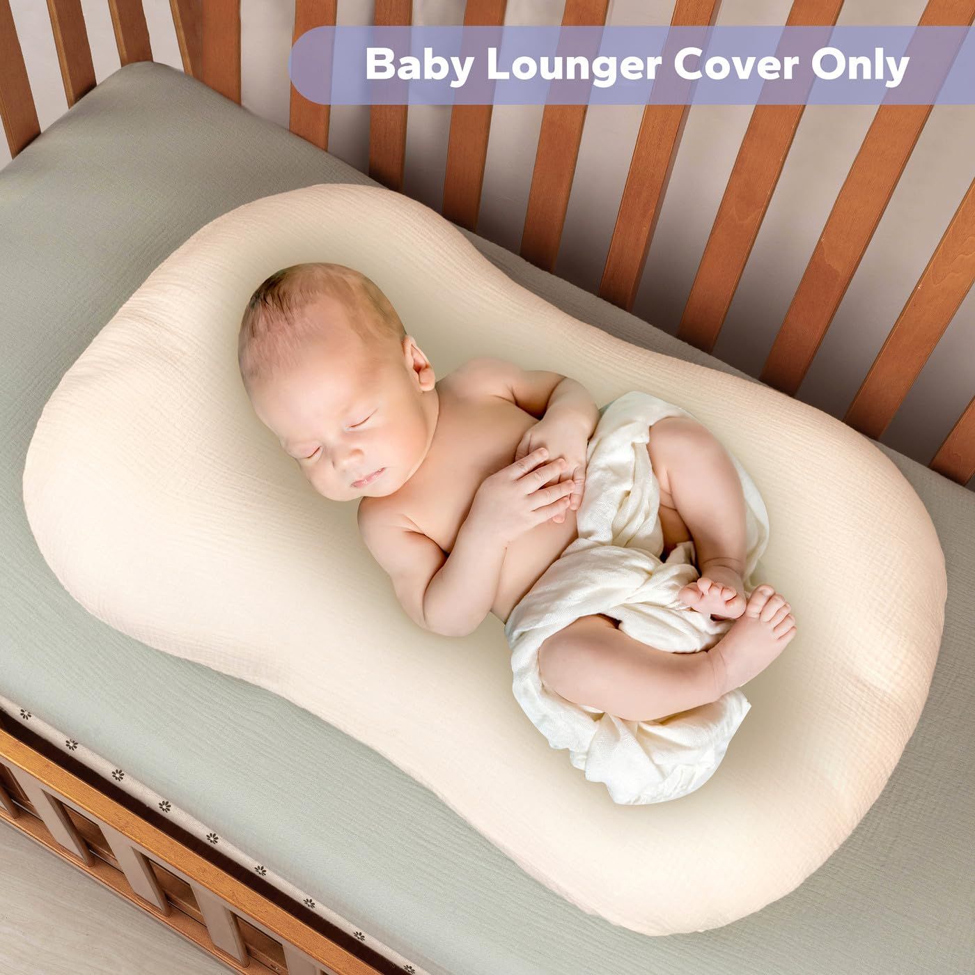 Littlebay Baby Lounger Pillow with Cover Muslin Lounger Cover for Babies