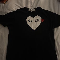 Comme Des Garçons Play Black T-Shirt with Large White Heart Logo (XL)