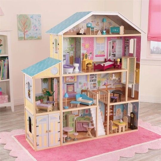 Dollhouse 34pc With Toys New