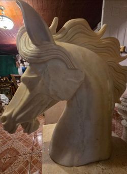 White Marble horse head sculptures